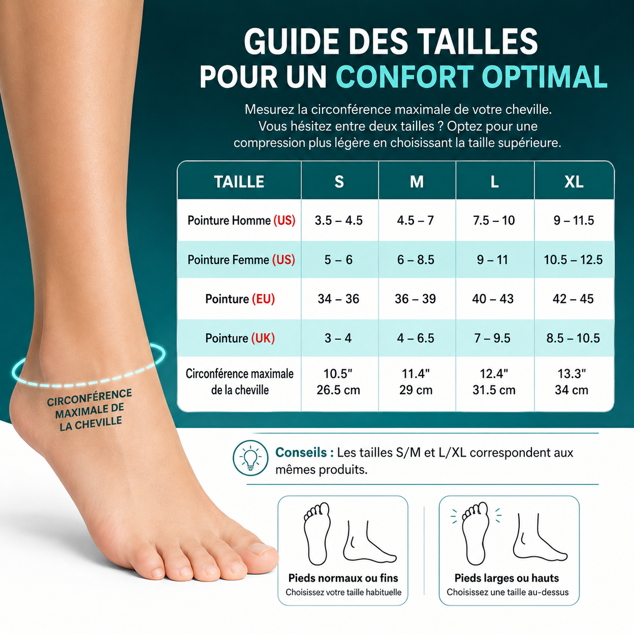 Chaussettes de Compression Cheville — Soutien Voûte Plantaire