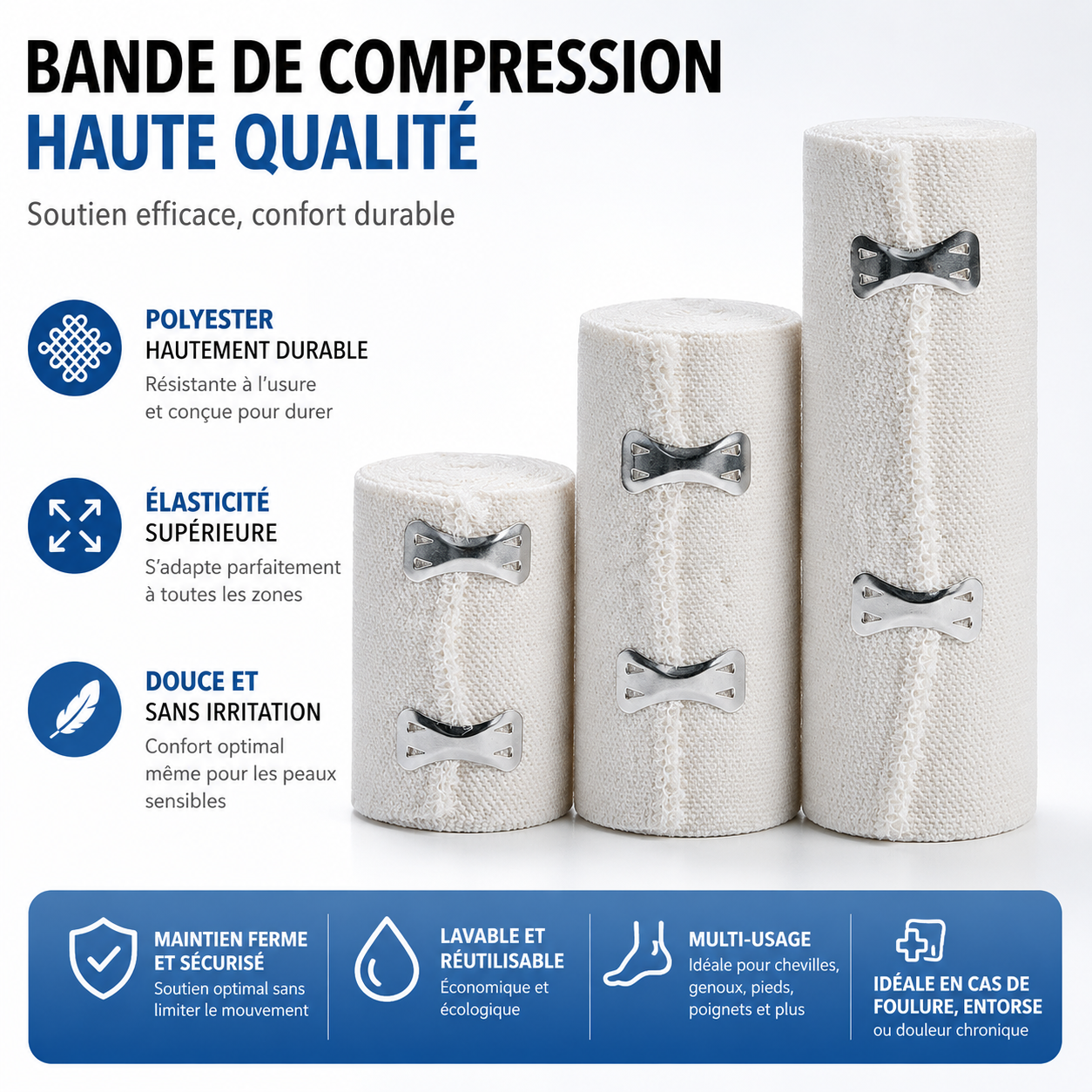 Bande de Compression Élastique — Soutien Cheville et Pied