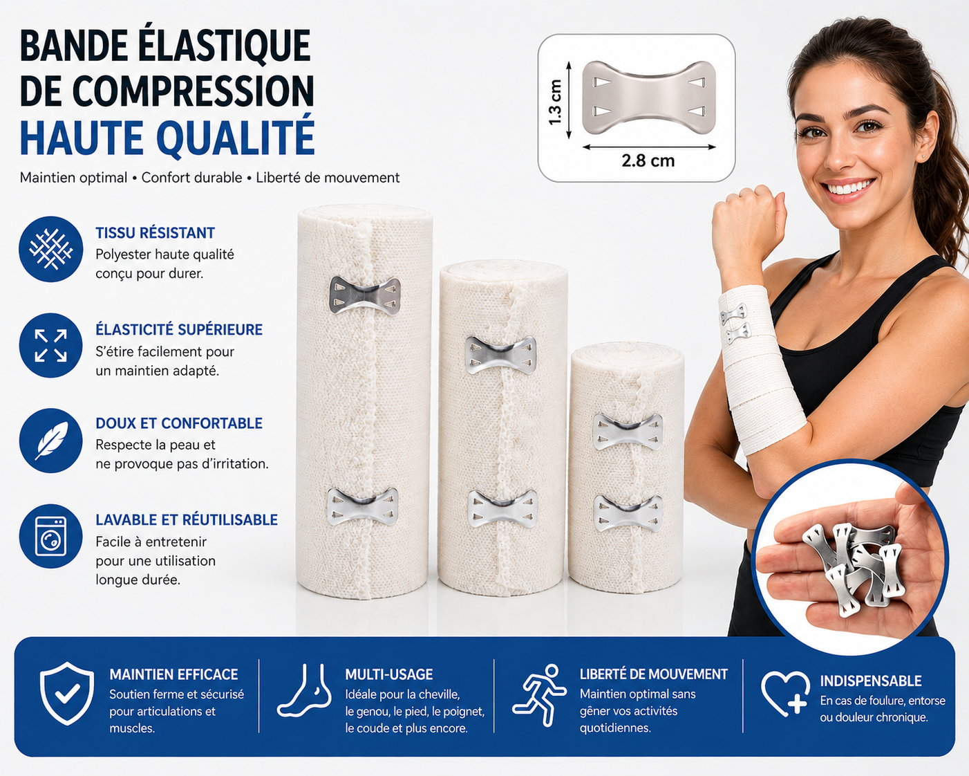 Bande de Compression Élastique — Soutien Cheville et Pied