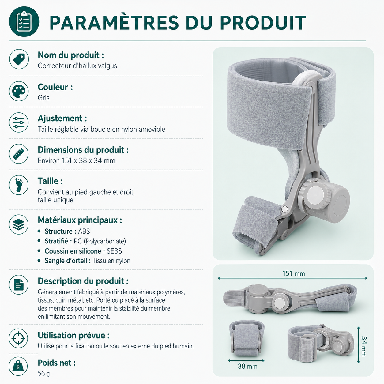 Correcteur Hallux Valgus — Soulagement de l'Oignon