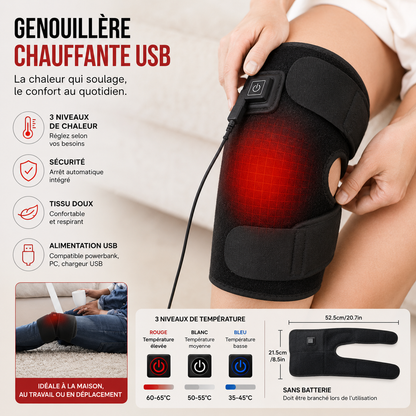 Genouillère Chauffante USB — Arthrose et Raideur