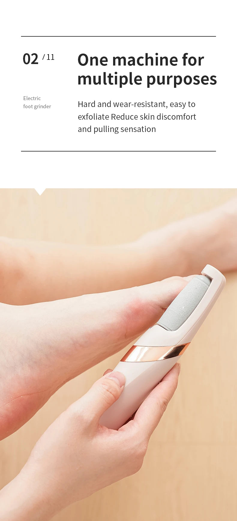 Ponceuse Électrique Rechargeable pour Pieds — Peau Douce Sans Effort ni Douleur