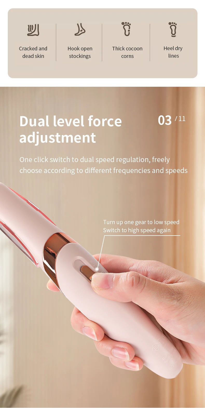 Ponceuse Électrique Rechargeable pour Pieds — Peau Douce Sans Effort ni Douleur
