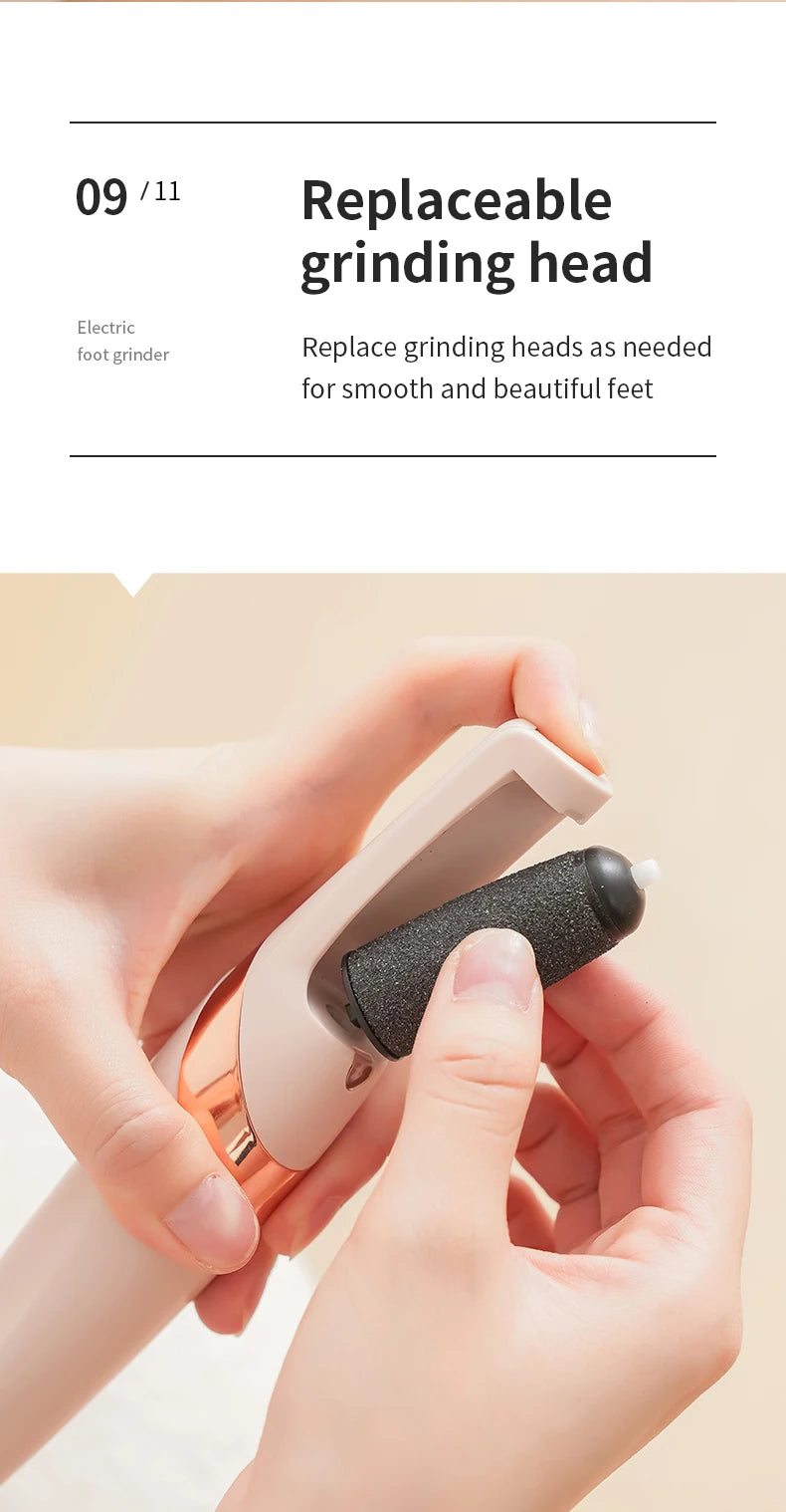 Ponceuse Électrique Rechargeable pour Pieds — Peau Douce Sans Effort ni Douleur