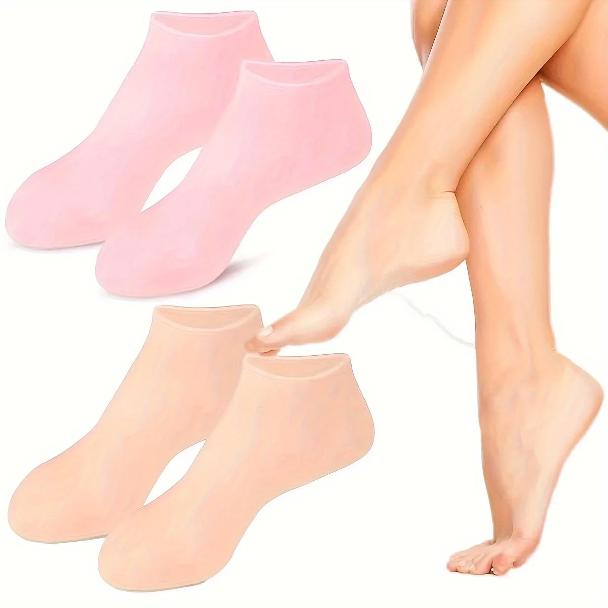 Chaussettes Hydratantes en Gel de Silicone — Talons Secs, Crevasses et Peau Douce