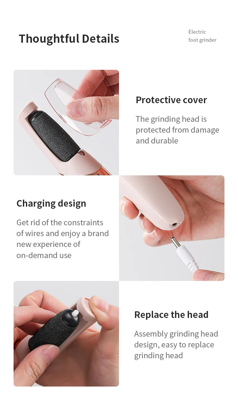 Ponceuse Électrique Rechargeable pour Pieds — Peau Douce Sans Effort ni Douleur