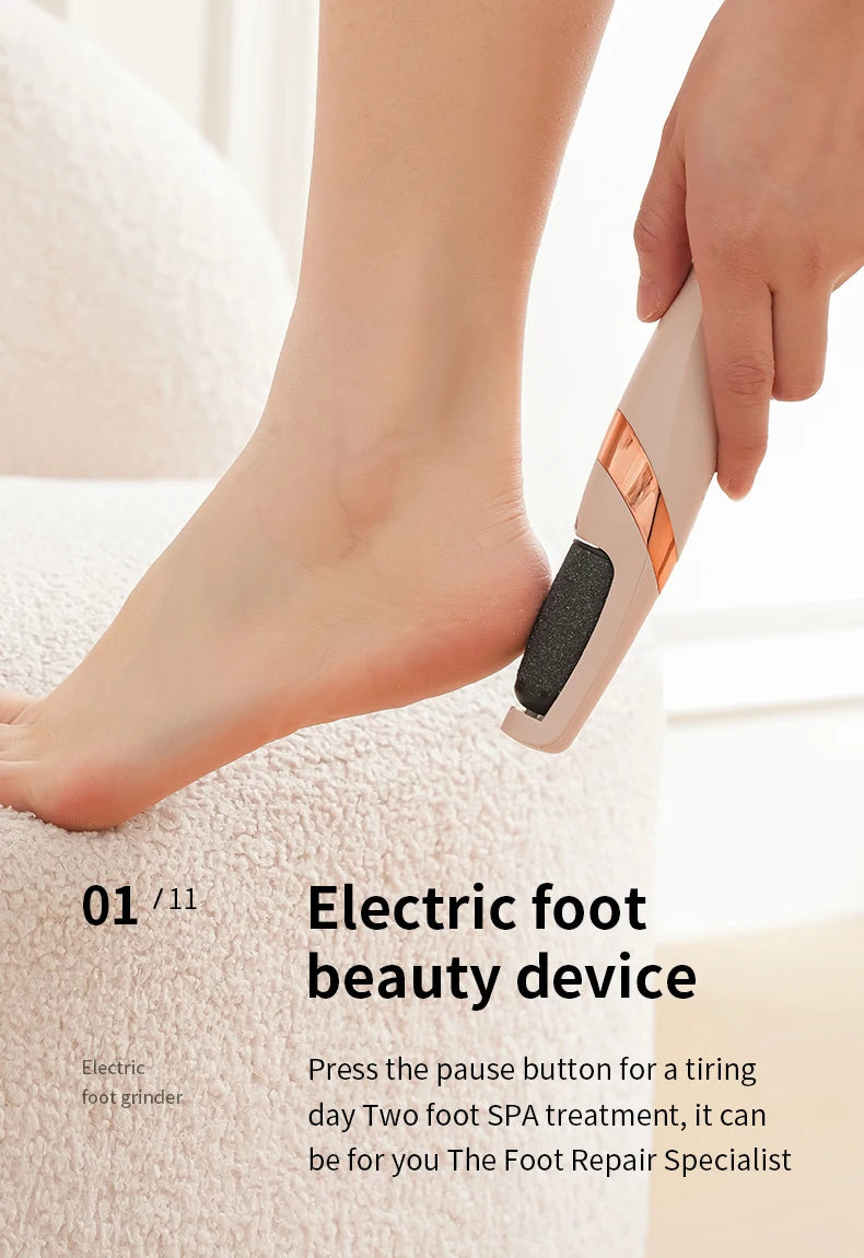Ponceuse Électrique Rechargeable pour Pieds — Peau Douce Sans Effort ni Douleur
