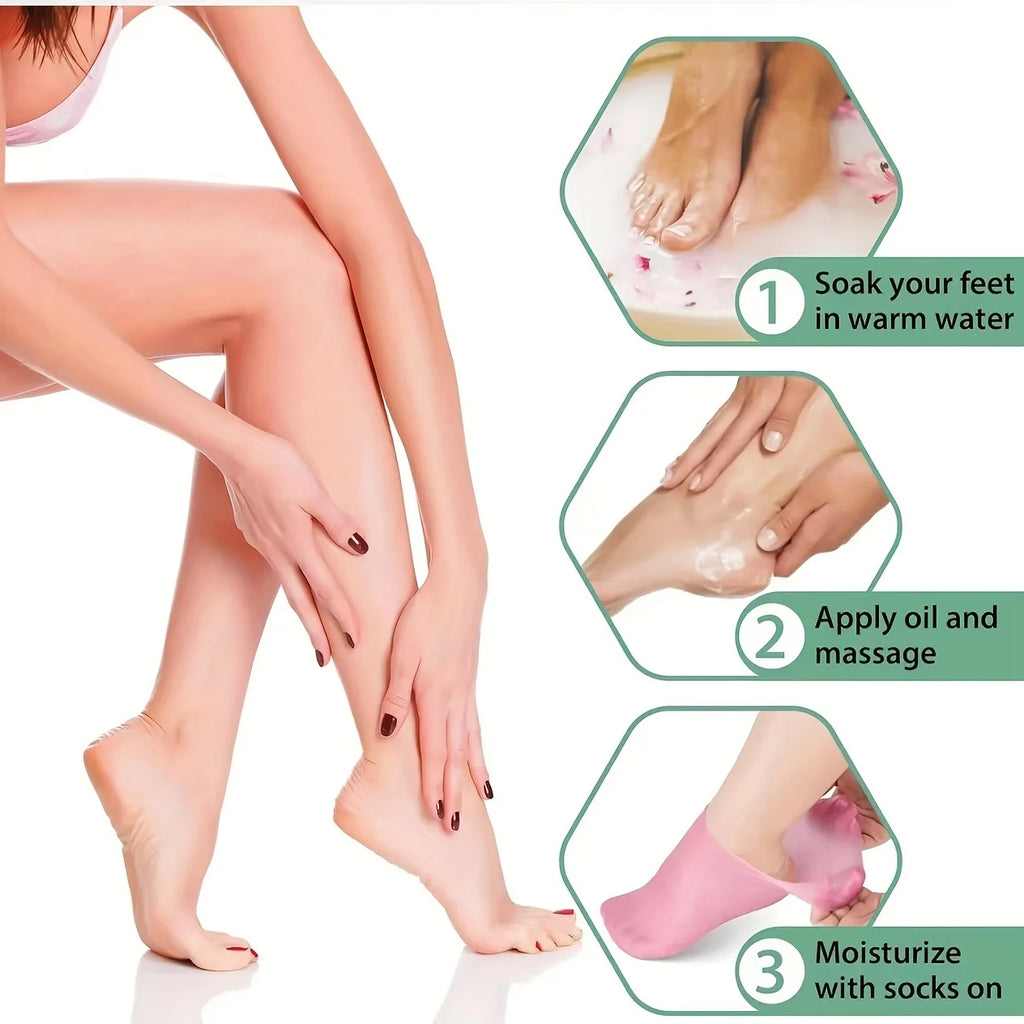 Chaussettes Hydratantes en Gel de Silicone — Talons Secs, Crevasses et Peau Douce