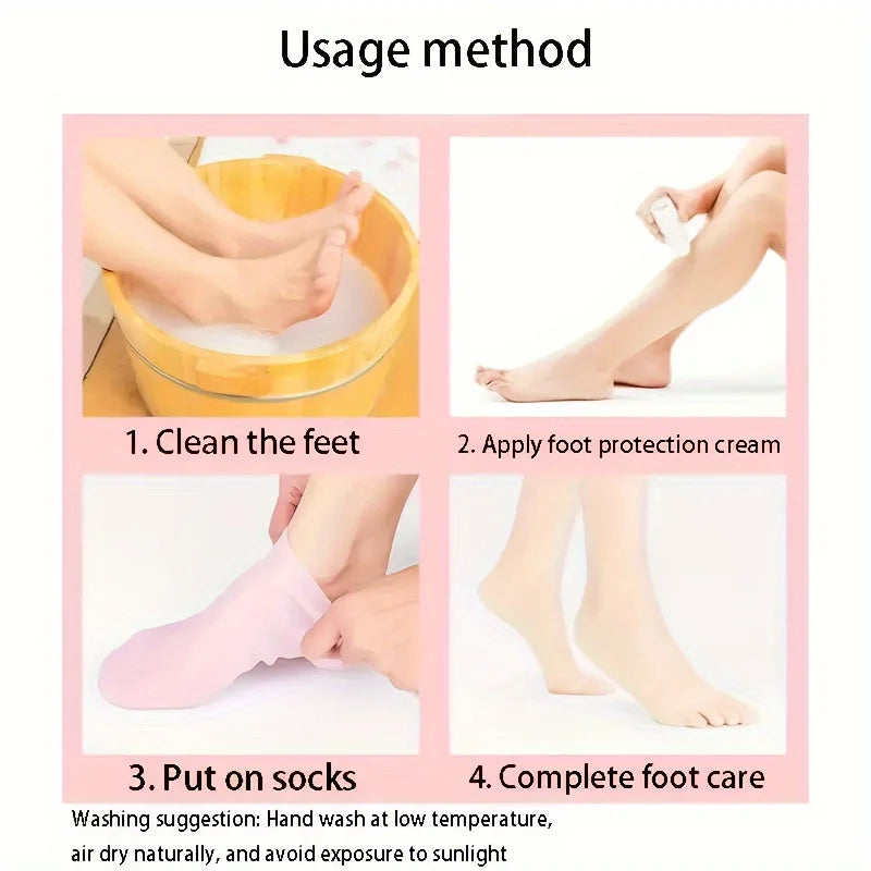 Chaussettes Hydratantes en Gel de Silicone — Talons Secs, Crevasses et Peau Douce