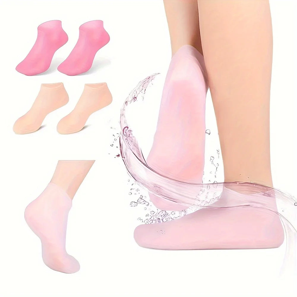Chaussettes Hydratantes en Gel de Silicone — Talons Secs, Crevasses et Peau Douce