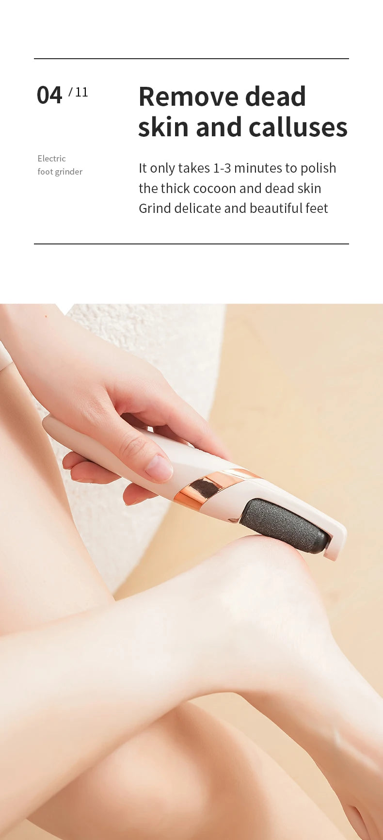 Ponceuse Électrique Rechargeable pour Pieds — Peau Douce Sans Effort ni Douleur