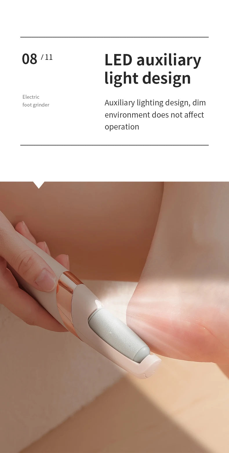 Ponceuse Électrique Rechargeable pour Pieds — Peau Douce Sans Effort ni Douleur