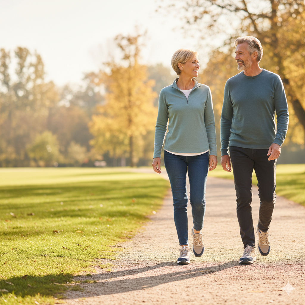 Couple marchant confortablement sans douleur